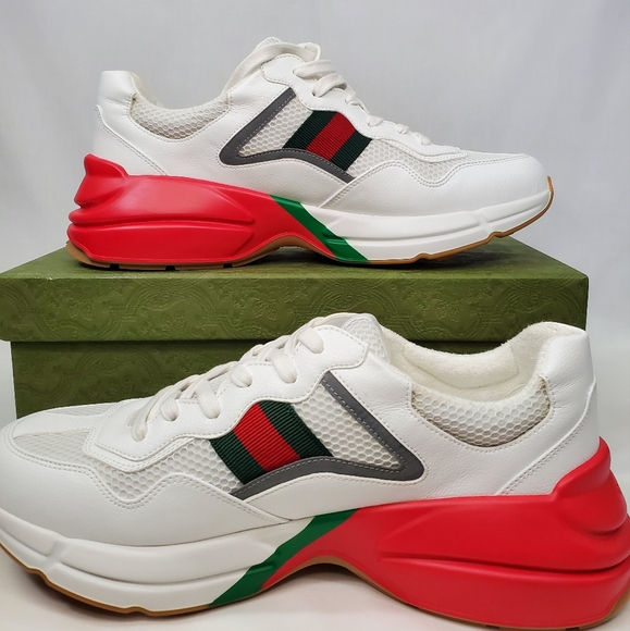 NEW GUCCI RHYTON EPILOGUE 'WHITE RED GREEN REFLECTIVE' MEN'S | GUCCI SIZE 12.5 - Picture 5 of 13